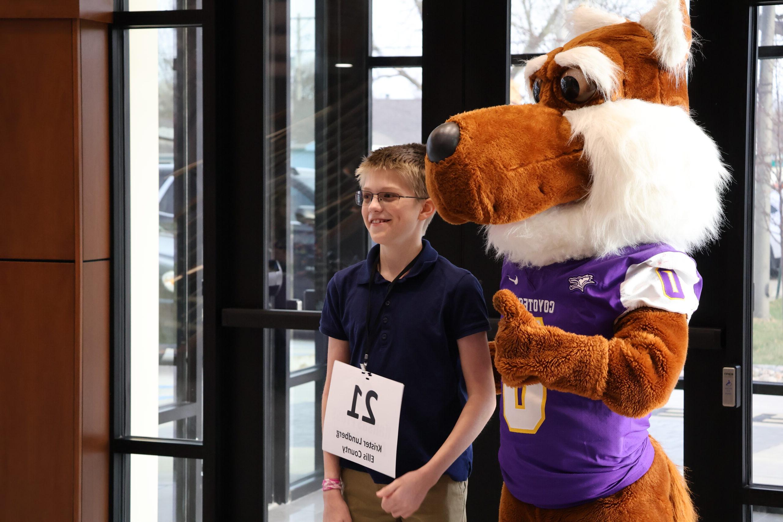 Male child with mascot